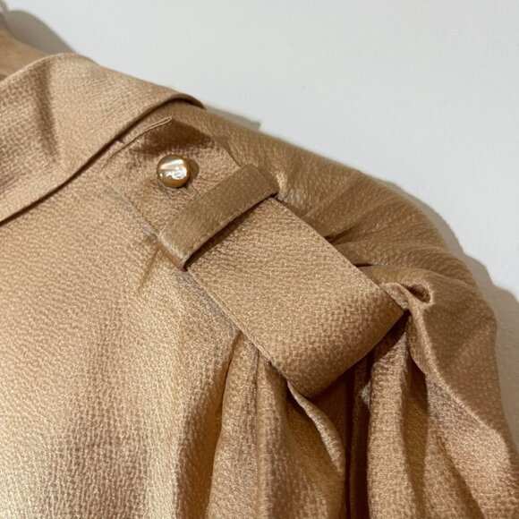 Escada Silk Tan Sleeveless Tan Top With Tie Front Size 38/Medium - Picture 5 of 8